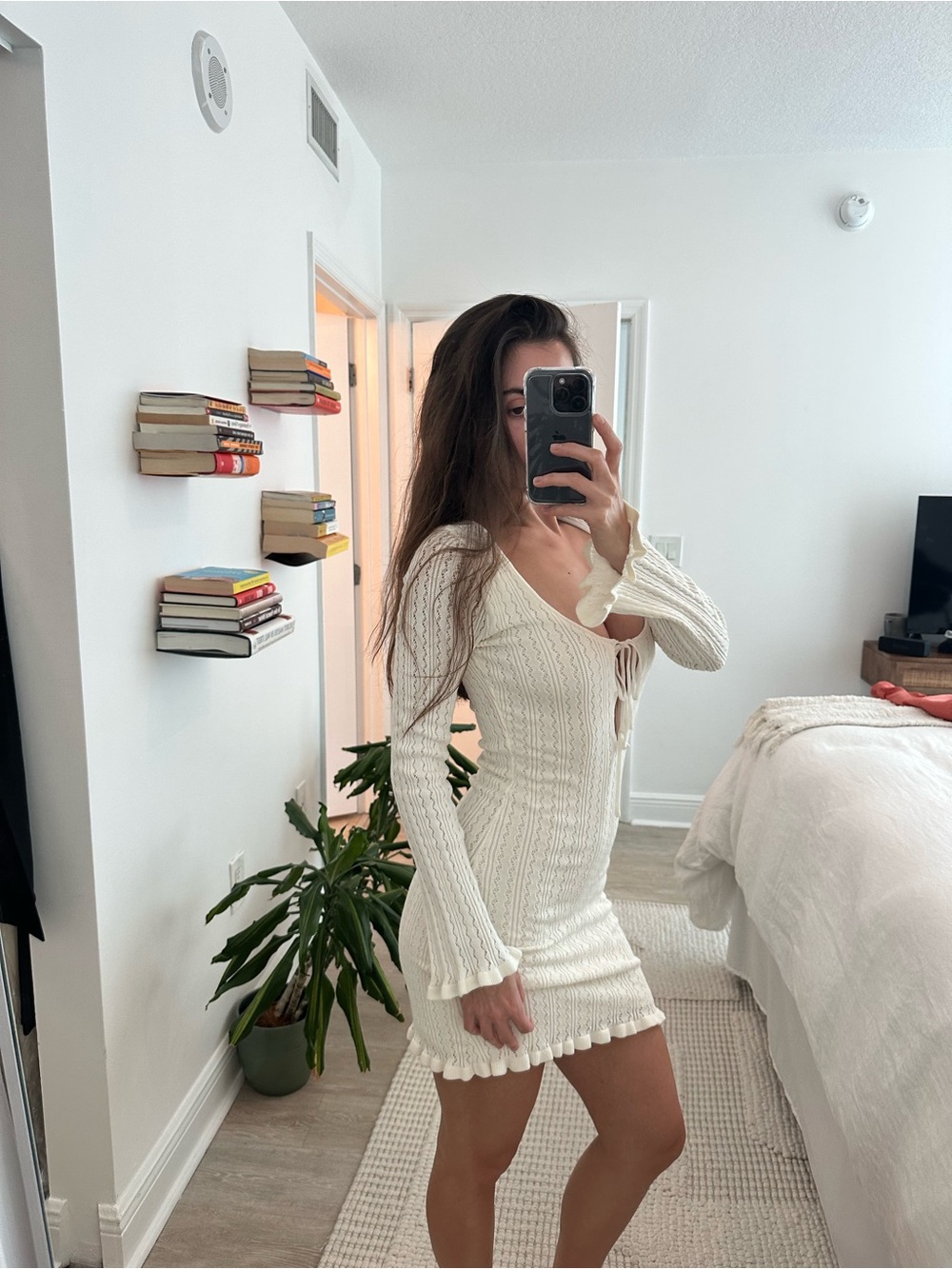 Tiger Mist Cream Knit Tie-Front Mini Dress - Picture 2 of 3